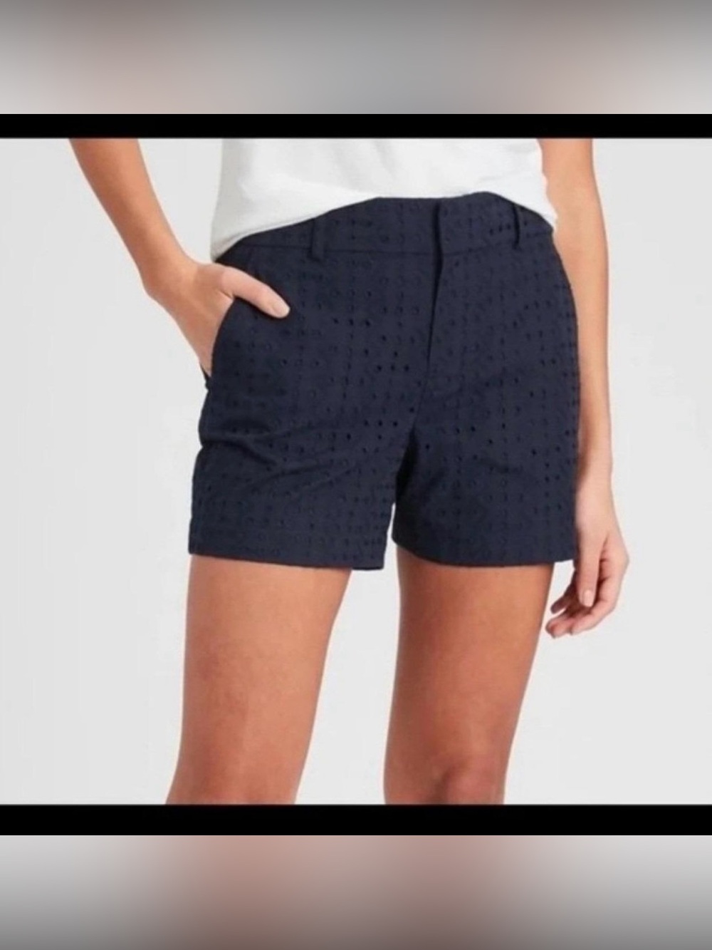 NWT Banana Republic Authentic Chino Navy Blue Shorts Womens Size 14